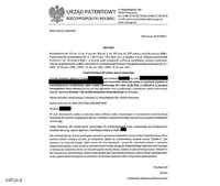 Skan wzoru decyzji Urzędu Patentowego Rzeczypospolitej Polskiej w Warszawie dot. udzielenia prawa ochronnego na znak towarowy