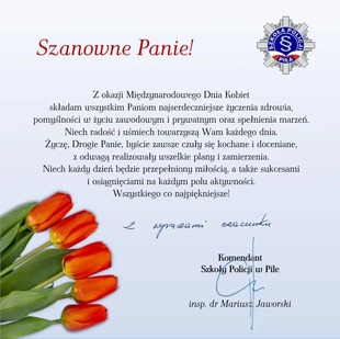 życzenia Komendanta Szkoły z okazji dnia Kobiet